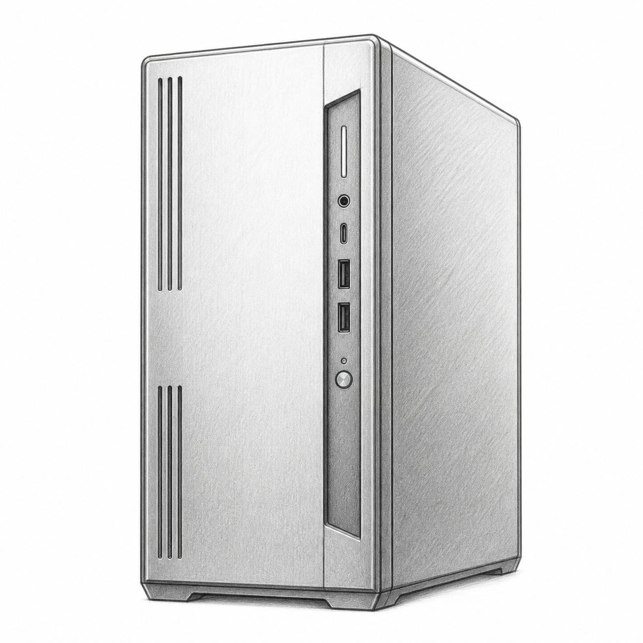 Pencil drawing of a tower workstation